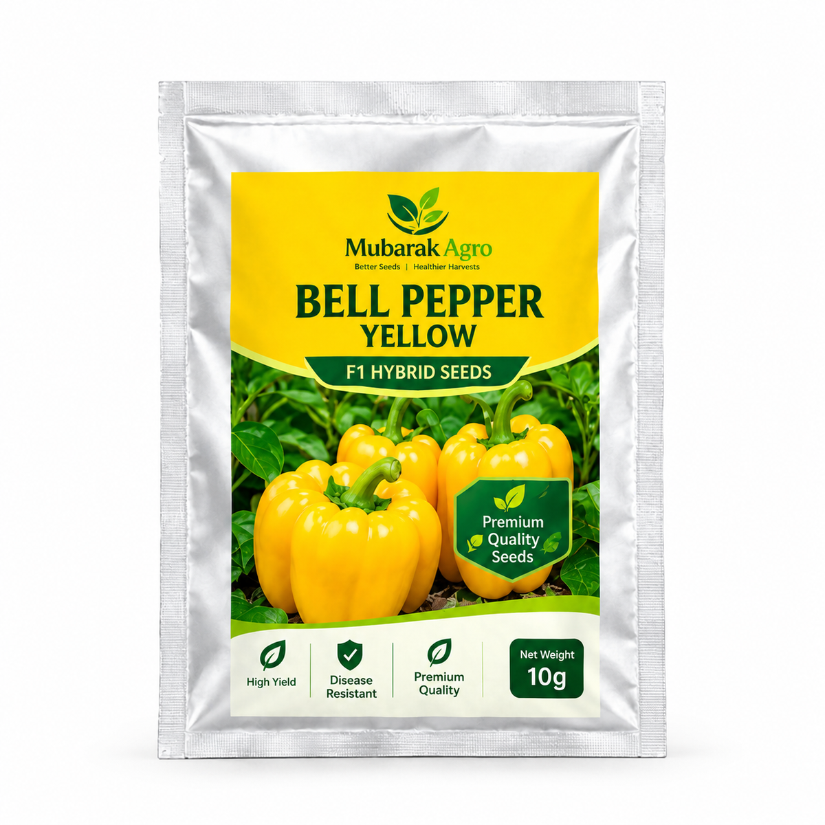Mubarak Agro Yellow Bell Pepper F1 Hybrid Seeds – Premium Quality, High Yield